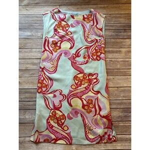 J McLaughlin Small 100% Silk Satin Colorful Shift Pullover Dress Multicolor